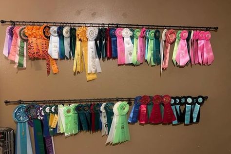 Dog Award Ribbon Display Ideas, How To Display Ribbons, Dog Show Ribbon Display, Prize Ribbon Display, Dog Show Ribbon Display Ideas, Dog Show Ribbons, Sports Ribbon Display Ideas, Show Ribbon Display Ideas, Dog Ribbon Display Ideas