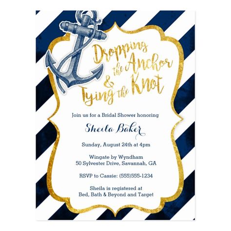 Create your own Postcard | Zazzle.com Nautical Theme Bridal Shower, Nautical Bridal Shower, Vintage Bridal Shower Invitations, Bridal Shower Favors Diy, Beach Bridal Shower Invitations, Fiesta Bridal Shower Invitations, Nautical Bridal Showers, Bridal Shower Invitations Printable, Disney Bridal Showers