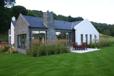 Modern Irish Cottage, Irish House Plans, House Designs Ireland, Irish House, Bungalow Ideas, Irish Houses, Bungalow Exterior, Bungalow Renovation, Modern Bungalow House