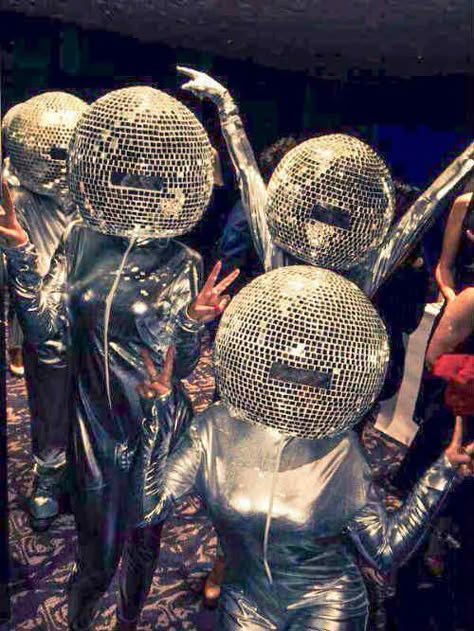 Hire / Book Disco Ball Heads - Walkabout Act | Contraband Events Disco Ball Headpiece, Disco Ball Mannequin, Future Disco, Disco Ball Helmet, Disco Ball Head, Disco Statue, Giant Disco Ball, Disco Ball Installation, Disco Ball Fashion Editorial