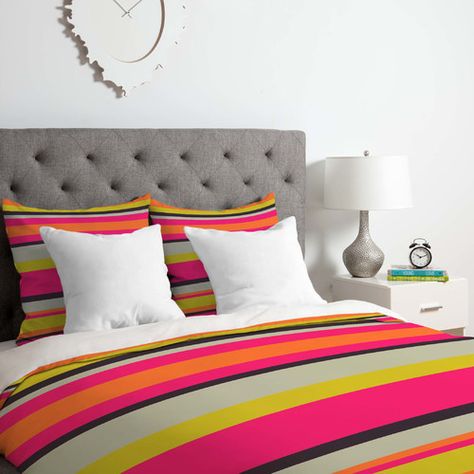 Found it at Wayfair - Caroline Okun Adrift Duvet Cover Set Contemporary Duvet Covers, Twin Xl Duvet Covers, Striped Duvet, Striped Duvet Covers, Contemporary Bed, Down Comforter, Quilted Coverlet, Deny Designs, King Duvet Cover