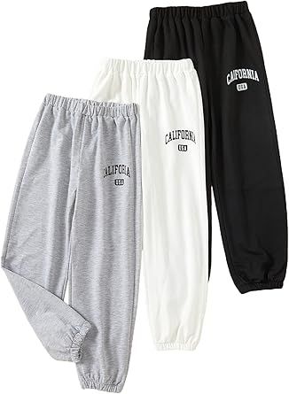 Floerns Girls 3 Pcs Letter Graphic Print High Waisted Sweatpants Jogger Pants Freshman Outfits, Cute Middle School Outfits, High Waisted Sweatpants, Middle School Outfits, Trendy Girls Outfits, Girl Sweatpants, Comfy Sweatpants, Grey Sweatpants