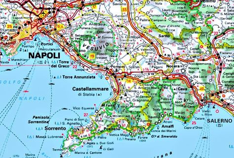 The Amalfi Coast is a popular tourist destination located in Southern Italy between the Sorrento peninsula and Salerno - Italy Amalfi Coast Map, Syracuse Italy, Amalfi Coast Hotels, Ancient Pompeii, Venice Map, Salerno Italy, Italy Packing, Italy Amalfi Coast, Amalfi Coast Travel