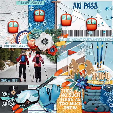 Diy Albums, Photo Album Ideas, Scrapbooking Sports, Winter Scrapbooking, Winter Skiing, Snow Much Fun, Digi Scrapbooking, Pocket Pages, Album Ideas