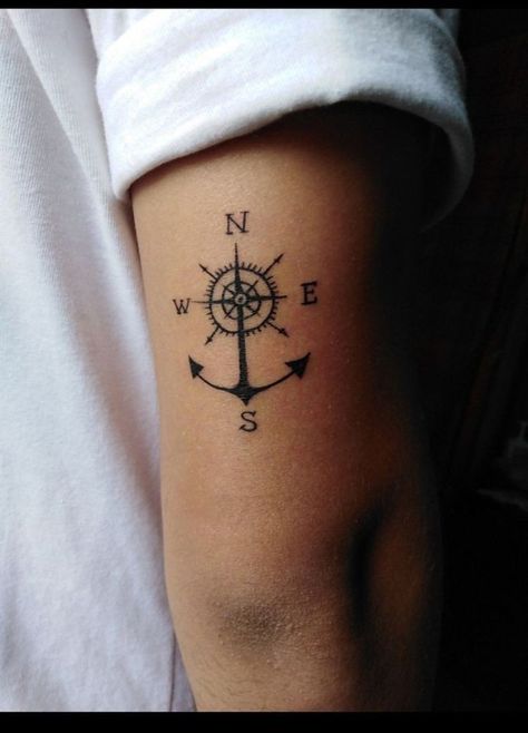 Compas Tattoo, Compass Tattoo Men, Small Back Tattoos, Back Of Arm Tattoo, Anker Tattoo, Simple Tattoos For Guys, Compass Tattoo Design, Wrist Tattoos For Guys, Nautical Tattoo