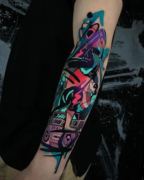 Tattoo uploaded by Alex Alcaz • 1585797 • Tattoodo Color Tattoo For Men Arm, Watercolor Tattoo Men, Arm Tattoos Color, Watercolour Tattoo Men, New School Tattoos, Watercolor Tattoo Sleeve, Colored Tattoo Design, Graffiti Tattoo, Forarm Tattoos