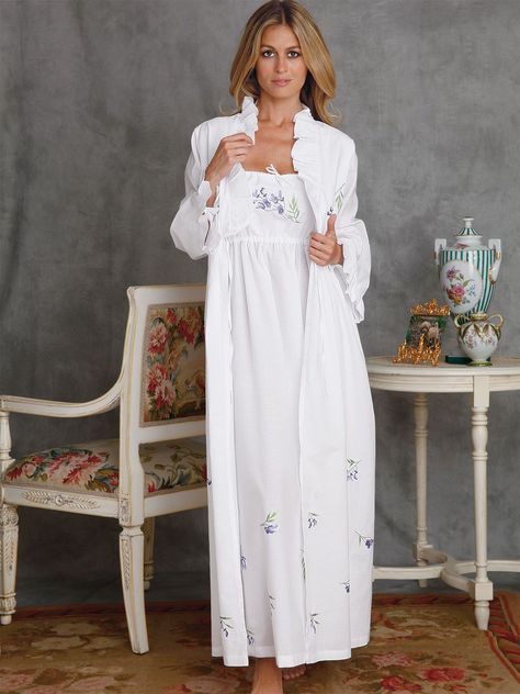 204da255aea2cd4a75ace6018fad6b4ddesc39745419ri Sleeping Gown Nightgowns, Linen Nightwear, Lavender Wisteria, Elegant Nightgown, Linen Nightgown, Moda Kimono, Pretty Robes, Beautiful Nightgown, Linen Sleepwear