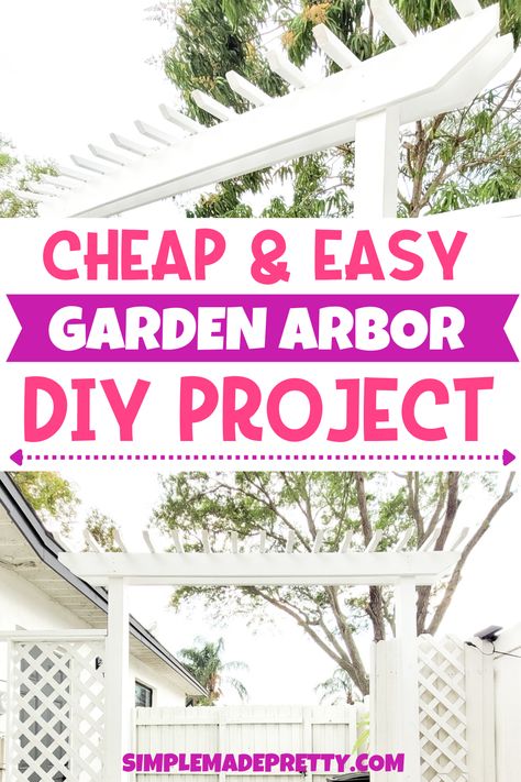 Diy Arbour How To Build, Backyard Arbor Ideas Landscaping, Diy Arbor Trellis Easy, Easy Arbor Diy, Simple Arbor Ideas, Diy Arbor Garden, How To Make An Arbor, Backyard Arbor Ideas, Diy Arbor Trellis