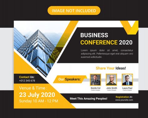 Corporate horizontal business conference... | Premium Vector #Freepik #vector #flyer Horizontal Flyer Design, Conference Flyer Design, Business Conference Flyer, Organizational Chart Design, Conference Banners, Figma Design, Black Friday Flyer, Roll Up Design, Business Conference