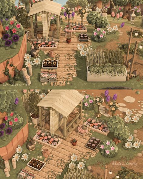 Springcore Acnh, Acnh Farm, Acnh Springcore, Acnh Layout, Cottagecore Animal Crossing, Witchy Cottage, Pink Island, Acnh Cottagecore, Animal Crossing Guide