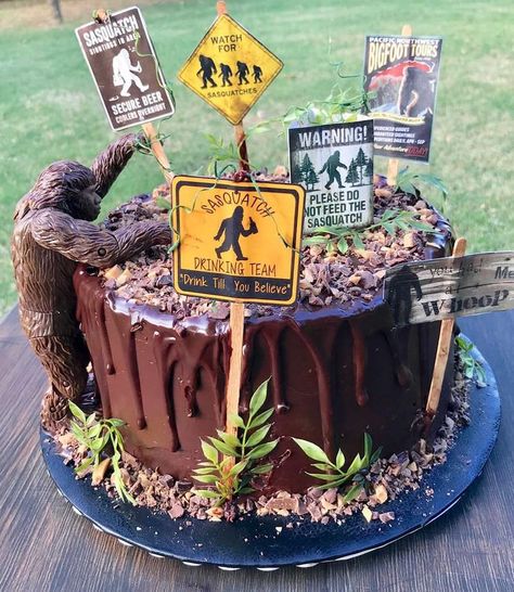 Bigfoot Cake, Bigfoot Birthday, Funny Birthday Cakes, Take The Cake, Novelty Cakes, Fancy Cakes, Cake Decorating Techniques, Birthday Images, Creative Cakes