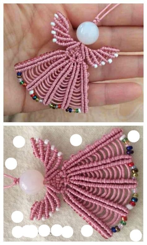 Macrame Angle, Macrame Angels Diy, Ideas Con Macrame, Macrame Animals Tutorials, Macrame Angel Diy, Ant Video, Macrame Angel Ornament, Macrame Angels, Angel Diy