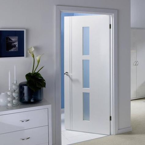 White Internal Doors Bathroom Door Design, Frosted Glass Interior Doors, Bathroom Door Handles, White Internal Doors, Internal Door Handles, Elegant Doors, Internal Door, Door Fittings, Fire Doors