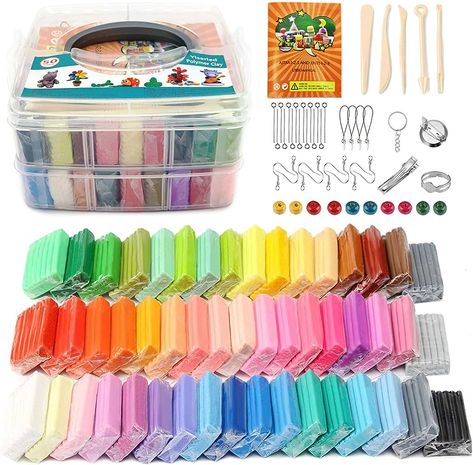 Polymer Clay Starter Kit, 50 Colors 1.0 oz/Block Oven Bake Polymer Clay with Sculpting Tools and Accessories for Jewelry Making, Non-Toxic DIY Art Craft Gifts, Modelling Clay for Kids and Adults. : Amazon.ca: Home Sculpting Tools, Oven Bake Clay, Clay Set, Diy Projektit, Baking Clay, Jewelry Making Kits, Diy Gifts For Kids, Jewelry Making Kit, Modeling Clay