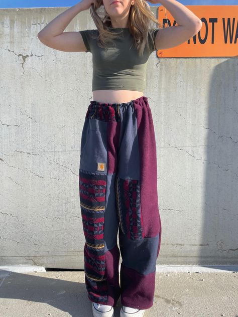 Embroidered Sweatpants Diy, Upcycled Sweatpants, Patched Sweatpants, Sweatpants Diy, Reworked Sweatpants, Diy Sweatpants, Sweatpants And Flannel, Patch Sweatpants, Sweatpants Aesthetic