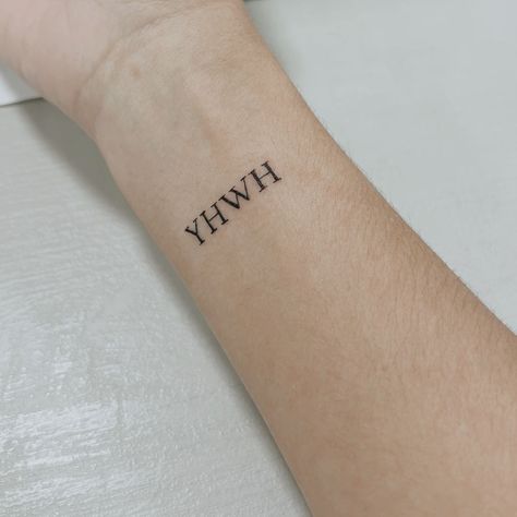 Small Tattoos For God, Adonai El Roi Tattoo, Yhwh Tattoo Fonts, Yaweh Tattoos For Women, Christian Tattoos For Guys, But God Tattoo, Christian Minimalist Tattoo, Yahweh Tattoo, Yhwh Tattoo