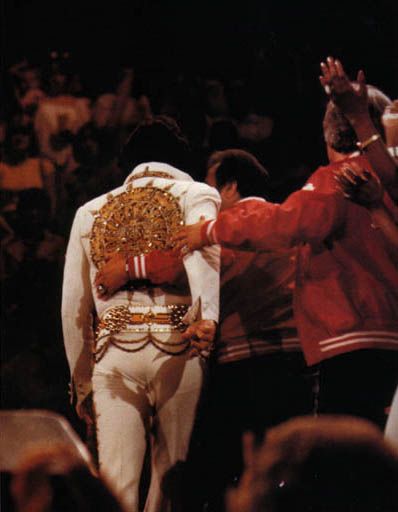 Joe Esposito led Elvis off the stage for the last time. Elvis Presley Last Concert, Elvis Presley 1977, Elvis Costume, Memphis Mafia, Elvis Cd, Elvis Presley Concerts, Elvis Collectors, Elvis Presley Family, Elvis Jumpsuits