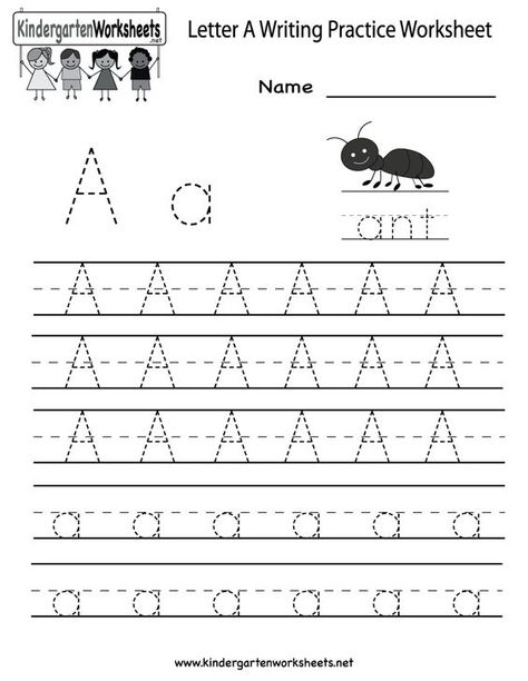 Kindergarten Letter A Writing Practice Worksheet Printable: Preschool Handwriting, Letter Worksheets Kindergarten, Letter Writing Worksheets, Kindergarten Handwriting, Letter Writing Practice, English Worksheets For Kindergarten, Alphabet Worksheets Kindergarten, Handwriting Practice Worksheets, Kindergarten Letters