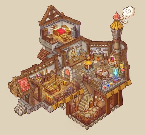 shop interior, SUJIN KIM on ArtStation at https://www.artstation.com/artwork/gKZOG House Concept Art Interior, Fantasy House Concept Art, Fantasy House Concept, House Concept Art, House Concept, Fantasy Shop, Fantasy Rooms, 8bit Art, Rpg Map