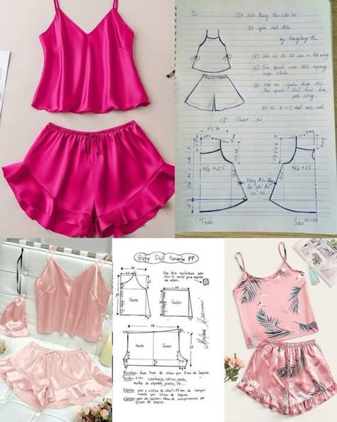 Como Fazer Short, Projek Menjahit, Clothing Pattern Design, Dress Patterns Diy, Easy Dress Sewing Patterns, Dress Sewing Tutorials, Pajama Fashion, Sleepwear Fashion, Sewing Clothes Women