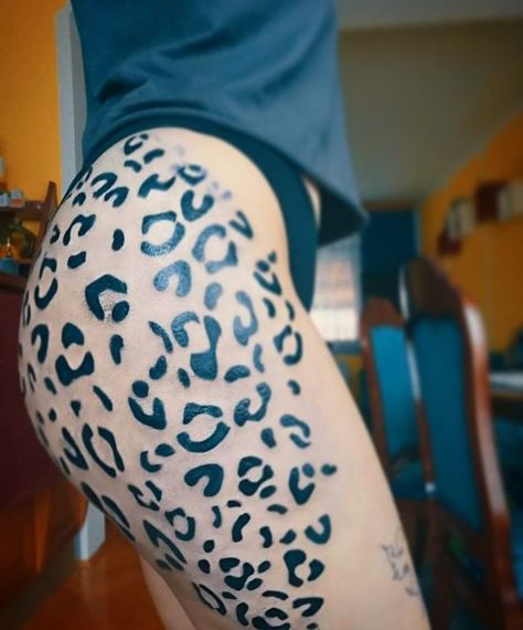 Leopard Leg Tattoo Woman, Cheetah Print Background Tattoo, Zebra Print Tattoo For Women, Leapord Print Tattoos, Leopard Print Leg Tattoo, Cheetah Print Thigh Tattoo, Cheetah Print Leg Tattoo, Cheetah Tattoo Leg, Leopard Spots Tattoo For Women