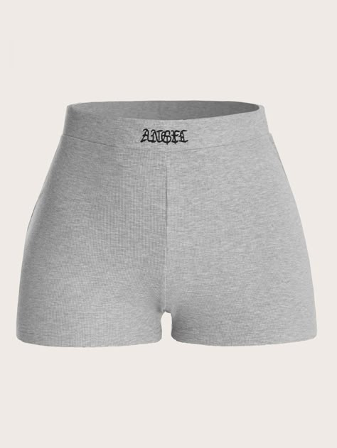 Light Grey Sporty   Polyester Letter Biker Shorts  Slight Stretch Spring/Summer/Fall Plus Size Bottoms Fall Plus Size, Comfortable Pajamas, Cute Comfy Outfits, Streetwear Fashion Women, Plus Size Leggings, Cycling Shorts, Short Leggings, Teenage Fashion Outfits, Bottom Clothes