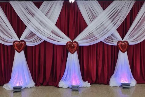 Curtain Backdrop Wedding, Draping Ideas, Church Altar Decorations, Wedding Background Decoration, Curtain Backdrops, Wedding Backdrop Design, Church Stage Design, Wedding Backdrop Decorations, Living Room Decor Curtains