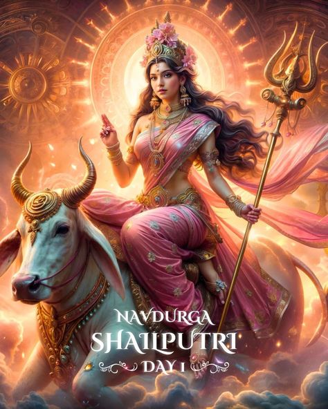 9 Days Navratri Devi, Navratri 1 Day Devi, Navaratri Goddess Pics, Mata Shailputri Images Hd, Navarathri Devi Images Day 1, Navaratri Goddesses Day 1, Navratri Devi Images Day 1 Shailputri Wallpaper, Navratri Mata Rani Pics Aesthetic, Navratri All Day Devi