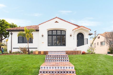 Spanish Floor Tile, Los Angeles View, Spanish Bungalow, Spanish Style Home, Custom Built Ins, Spanish Style Homes, Wood Siding, Spanish House, Spanish Colonial