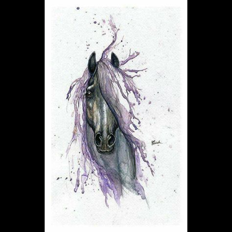 Watercolor Horse Tattoo, Live Life Tattoo, Holly Watercolor, Purple Horse, Watercolor Horse Painting, Tattoo Time, Horse Canvas, Horse Inspiration, Watercolor Horse