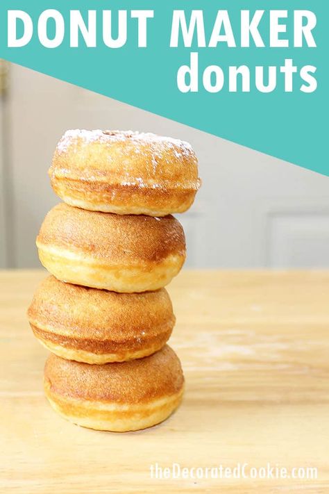 How to make doughnuts with the Babycakes Donut Maker -- delicious easy donut recipe idea for breakfast. Make donuts in minutes without deep-frying. Mini Donut Maker Recipes, Babycakes Donut Maker, Donut Maker Recipes, Mini Donut Recipes, Mini Donuts Maker, Cake Donuts Recipe, Easy Donut Recipe, Easy Donuts, Homemade Donuts Recipe