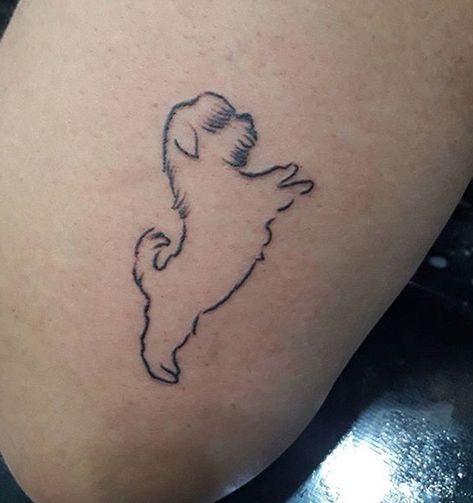 Dog Tattoo Ideas Minimalist Shih Tzu, Dog Tattoo Ideas Shih Tzu, Shih Tzu Minimalist Tattoo, Shih Tzu Memorial Tattoo, Dog Line Art Tattoo Shih Tzu, Shin Tzu Tattoo, Shitzu Tattoo Ideas, Shih Tzu Tattoos, Shih Tzu Outline Tattoo