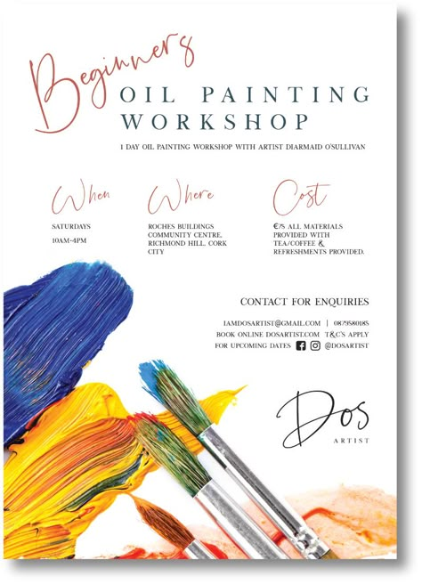 Painting Workshop Poster, Art Workshop Poster Design, Design Workshop Poster, Art Therapy Workshop, Art Workshop Poster, Workshop Poster Design, Art Flyer Design, Feature Drawing, Class Poster Design