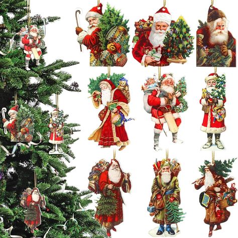 Amazon.com: 9 Pcs Victorian Style Santa Christmas Tree Ornaments Rustic Santa Claus Nostalgic Retro Tree Decorations Hanging Acrylic Vintage Christmas Decorations Bulk Christmas Ornaments (Santa Claus) : Home & Kitchen Victorian Christmas Decorations, Retro Tree, Vintage Christmas Tree Decorations, Santa Christmas Tree, Victorian Christmas Ornaments, Hanging Acrylic, Victorian Santa, Christmas Material, Holiday Christmas Tree