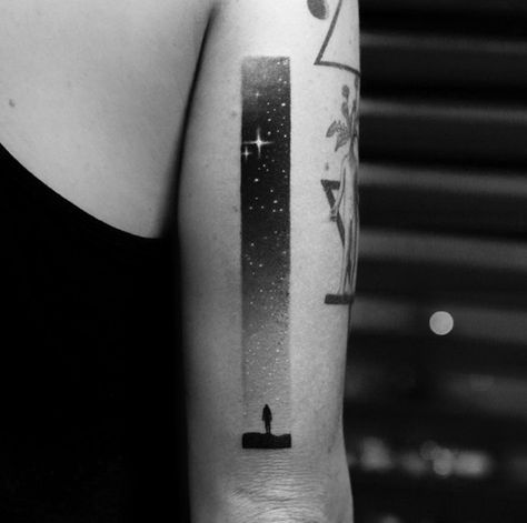 Night Sky Tattoos, Sky Tattoos, Night Tattoo, Simple Tattoos For Women, Universe Tattoo, Framed Tattoo, Silhouette Tattoos, Gorgeous Tattoos, Inspiration Tattoos