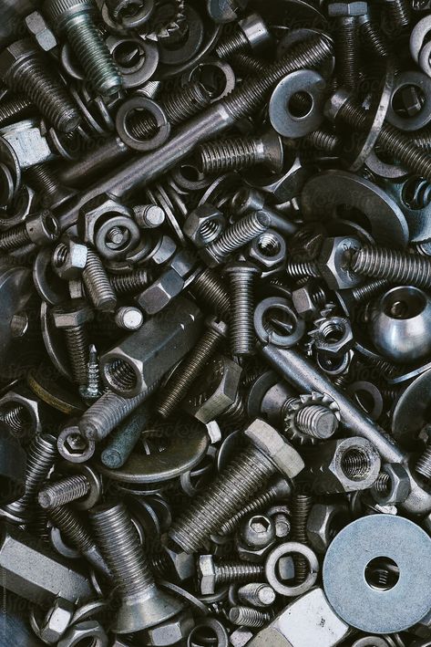 Screws, Nuts and Bolts  by Urs Siedentop & Co for Stocksy United Mechanics Aesthetic, Close Up Art, Mechanic Tools, Screws And Bolts, Ex Machina, Nuts And Bolts, Character Aesthetic, Digital Wallpaper, Of Wallpaper