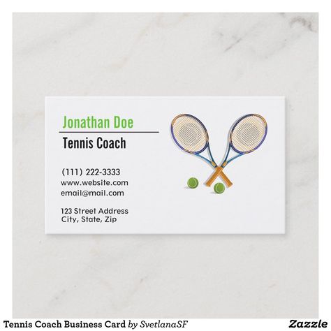 Tennis Coach Business Card Coach Business Card, Tennis Coach, Popular Gifts, Pickle Ball, Small Shops, Christmas Card Holders, Coaching Business, Custom Holiday Card, Birth Announcement