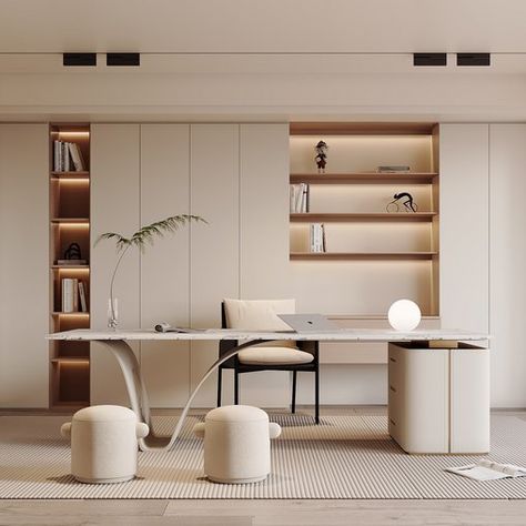 Modern office Japandi Office Design, Minimal Office Design, Modern Study Rooms, Rendering Architecture, Interior Render, Working Room, Ceo Office, Medical Office Design, Office Decor Ideas