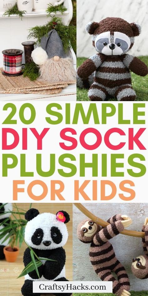 You can have more fun crafting with your kids this weekend and make these adorable DIY sock plushie crafts. These easy kids crafts are so fun to make and you can enjoy crafting projects like these with your family. #Craft #DIY Diy Sock Plushies, Sock Plushies, Sock Animals Diy, Diy Sock Toys, Diy Girls Bedroom, Diy Popsicle, Sock Dolls, Diy Fabric Crafts, Diy Socks