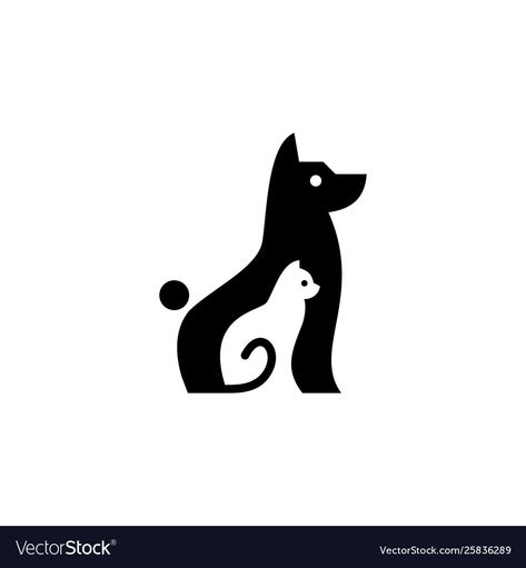 White Space Logo, Dog Cat Logo, Dog And Cat Logo, Pets Logo, Cat Logo Design, Pet Logo, Icon White, Space Style, Dog Cuts