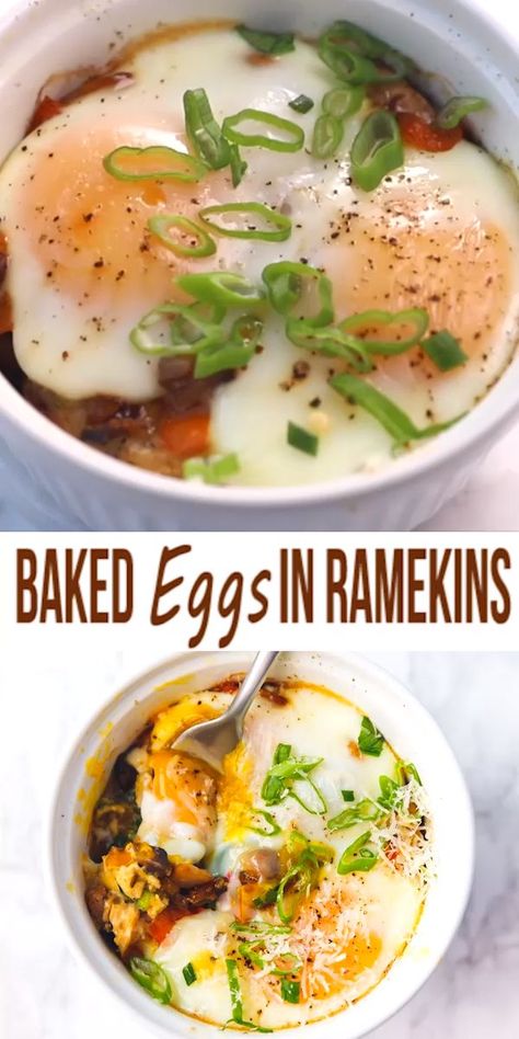 Baked Eggs In Ramekins, Eggs In Ramekins, Vegetables Breakfast, Bake Eggs, Eggs In The Oven, Ramekin Recipe, Best Egg Recipes, Egg Benedict, Liver Care