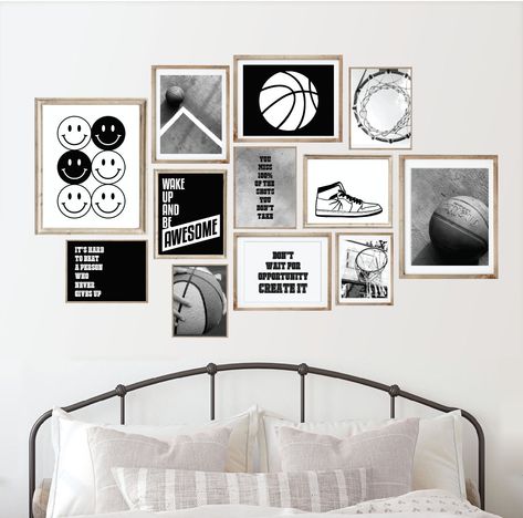 Set of 15 Black+White printable Wall Art, Teen Boy Room Decor set, Basketball Decor, Boy Room Decor, Sport Print Bundle, BasketBall Prints Teen Bedroom Wall Decor, Basketball Prints, Teen Boy Room Decor, Basketball Decor, Wall Art Teen, Basketball Decorations, Art Collab, Art Teen, Boy Room Decor