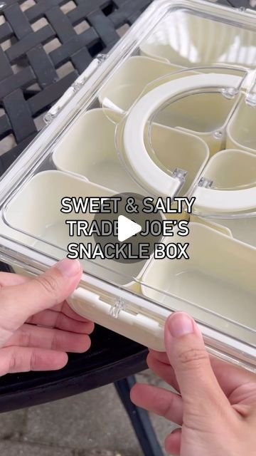 Trader Joe’s Kitchen on Instagram: "A sweet & salty snackle box for the beach🏝️" Best Snackle Box Snacks, Snack Box Travel, Shackle Box Ideas For Adults, Snackle Box Healthy, Snackle Box Gift Ideas, Road Trip Snackle Box Ideas, Snackables Ideas, Adult Snackle Box Ideas, Charcuterie Tackle Box Ideas