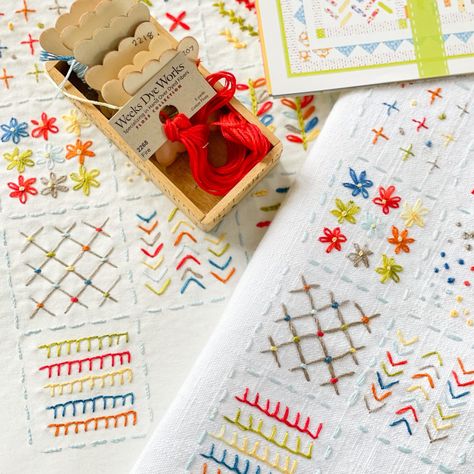 Sampler Embroidery Patterns Free, Beginner Embroidery Sampler, Hand Embroidery Sampler Pattern Free, Embroidery Stitch Sampler Free Pattern, Embroidery Stitch Book Free Pattern, Free Embroidery Sampler Pattern, Stitch Sampler Embroidery, Embroidery Sampler Ideas, Embroidery Sampler Pattern Free