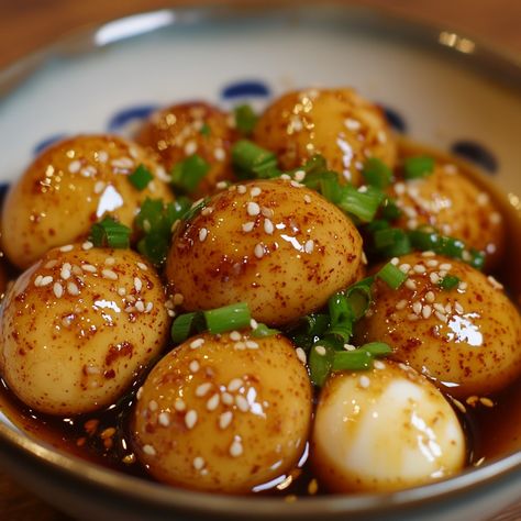 🥚 Try these addictive Soy Marinated Eggs! Perfect as a snack or a flavorful addition to your meals. 🍳✨ #MayakEggs #KoreanSnacks Soy Marinated Eggs (Mayak Eggs) Ingredients: Eggs (6) Soy sauce (1/2 cup) Water (1/2 cup) Sugar (2 tbsp) Sesame oil (1 tbsp) Garlic, minced (2 cloves) Green onions, chopped (2) Instructions: Boil eggs for 7 minutes, then cool in ice water and peel. Mix soy sauce, water, sugar, sesame oil, and garlic in a bowl. Place peeled eggs in the marinade and refrigerate for... Soy Sauce Egg, Mayak Eggs, Marinated Eggs, Soy Sauce Eggs, Soy Eggs, Boil Eggs, Instagram Recipes, Pickled Eggs, Korean Snacks