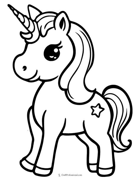 Get creative with this simple baby unicorn coloring page.