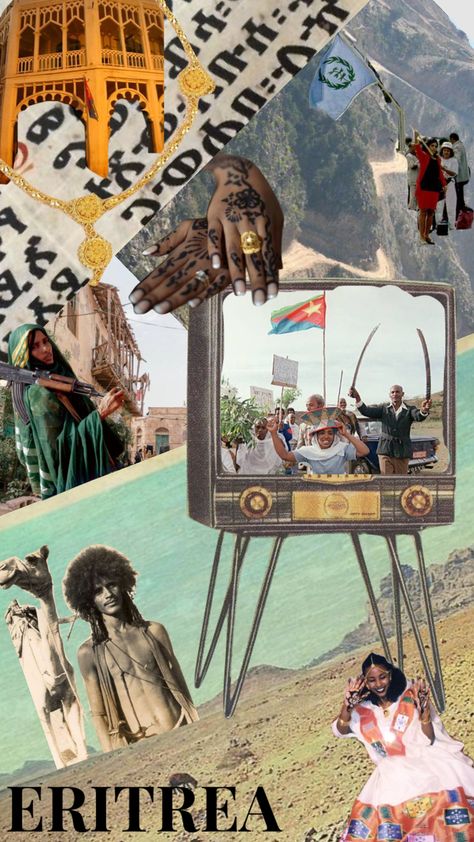 Eritrean Culture Aesthetic, Eritrea Wallpaper, Eritrea Aesthetic, Eritrean Aesthetic, Africa Collage, Countries Aesthetic, Habesha Culture, Mood Board Fashion Inspiration, Nativity Painting