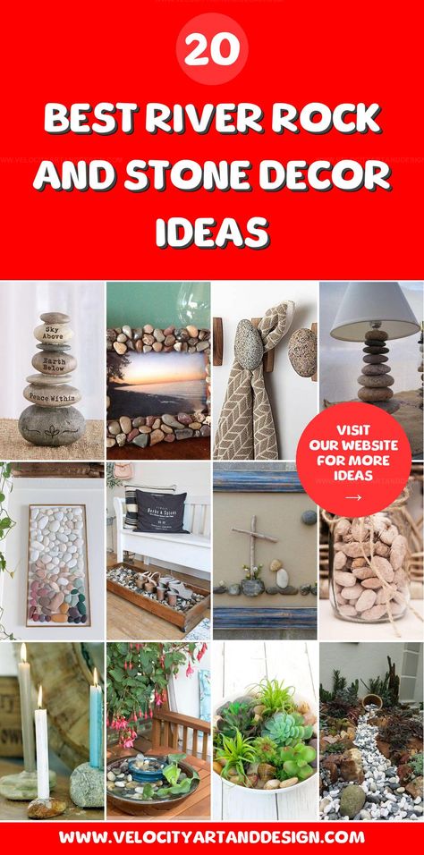 River rock and stone ideas give your home a natural, elegant touch. Enjoy creative ways to use stones in decor that bring texture and charm to any room. Rock And Stone, Stone Ideas, River Rocks, River Rock, Stone Decor, Stone Rocks, Best Diy, Fun Diys, Diy Ideas