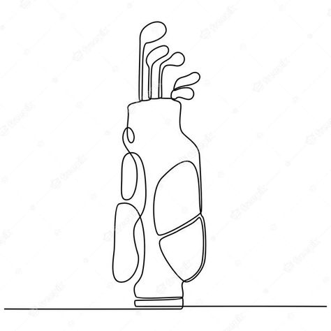 Golf Line Drawing, Golf Bag Tattoo, Golf Club Tattoo Ideas, Golf Line Art, Golf Bag Drawing, Golf Club Tattoo, Golf Club Drawing, Golf Tattoo Ideas, Golf Sketch