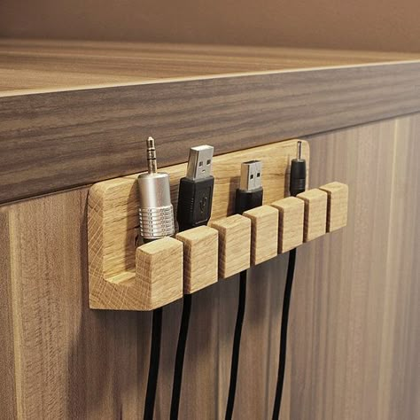 cable organizer Charger Organizer, Cable Organizer, Cable Management, Design Case, Wood Work, Charging Station, 인테리어 디자인, Office Ideas, Wood Working